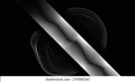 Abstrakte Fließlinien, Hintergrund. Fluessiges Profil .Streifen lineares Muster. Vektorgrafik