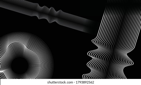 Abstrakte Fließlinien, Hintergrund. Fluessiges Profil .Streifen lineares Muster. Vektorgrafik