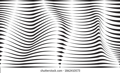 Abstract flow lines background . Fluid wavy shape .Striped linear pattern . Music sound wave . Vector illustration