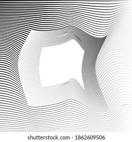 Abstract flow lines background . Fluid wavy shape .Striped linear pattern . Music sound wave . Vector illustration