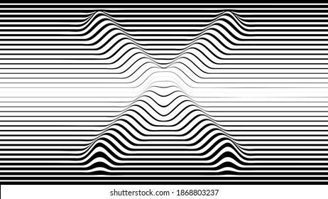 Abstract flow lines background . Fluid wavy shape .Striped linear pattern . Music sound wave . Vector illustration. Letter x . Cross sign .