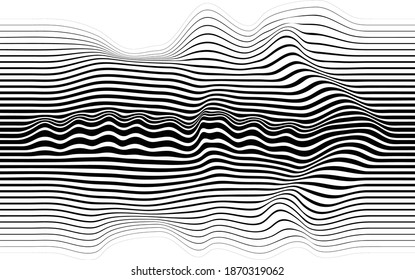 Abstract flow lines background . Fluid wavy shape .Striped linear pattern . Music sound wave . Vector illustration