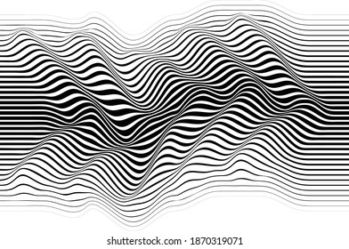 Abstract flow lines background . Fluid wavy shape .Striped linear pattern . Music sound wave . Vector illustration