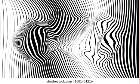 Abstract flow lines background . Fluid wavy shape .Striped linear pattern . Music sound wave . Vector illustration