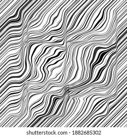 Abstract flow lines background . Fluid wavy shape .Striped linear seamless pattern . Music sound wave . Vector illustration