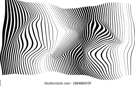 Abstract flow lines background . Fluid wavy shape .Striped linear pattern . Music sound wave . Vector illustration