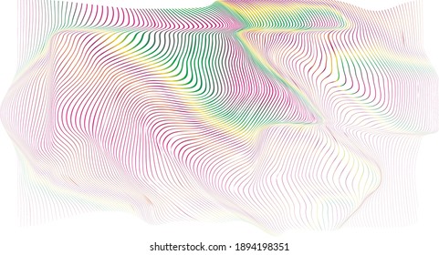 Abstract flow lines background . Fluid wavy shape .Striped linear pattern . Music sound wave . Vector illustration