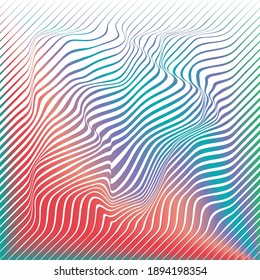 Abstract flow lines background . Fluid wavy shape .Striped linear pattern . Music sound wave . Vector illustration