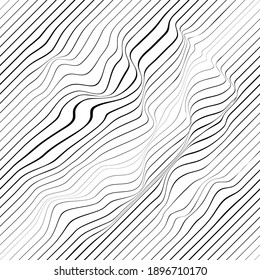 Abstract flow lines background . Fluid wavy shape .Striped linear seamless pattern . Music sound wave . Vector illustration