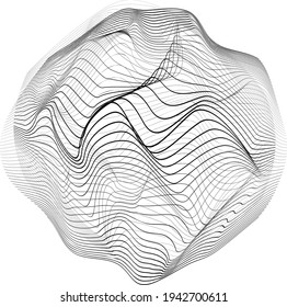 Abstract flow lines background . Fluid wavy shape .Striped linear pattern . Music sound wave . Vector illustration