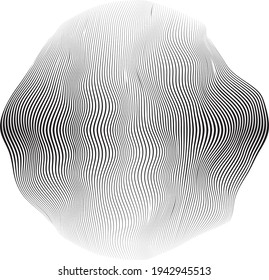 Abstract flow lines background . Fluid wavy shape .Striped linear pattern . Music sound wave . Vector illustration