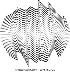 Abstract flow lines background . Fluid wavy shape .Striped linear pattern . Music sound wave . Vector illustration