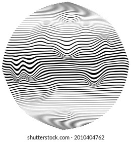 Abstract flow lines background . Fluid wavy shape .Striped linear pattern . Music sound wave . Vector illustration
