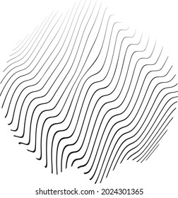 Fondo de las líneas de flujo abstracto. Forma ondulada fluida .Patrón lineal rayado . Ola de sonido musical. Ilustración del vector