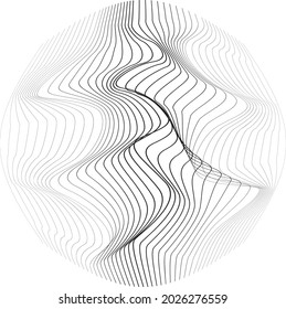 Abstract flow lines background . Fluid wavy shape .Striped linear pattern . Music sound wave . Vector illustration