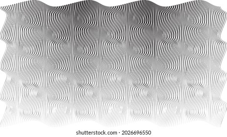 Abstract flow lines background . Fluid wavy shape .Striped linear pattern . Music sound wave . Vector illustration