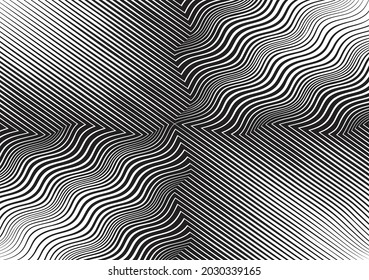 Abstract flow lines background . Fluid wavy shape .Striped linear pattern . Music sound wave . Vector illustration