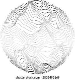 Abstract flow lines background . Fluid wavy shape .Striped linear pattern . Music sound wave . Vector illustration