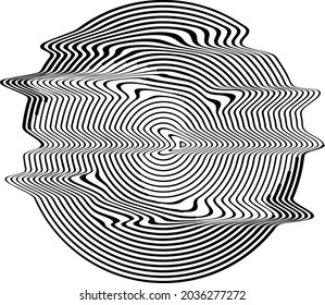 Fondo de las líneas de flujo abstracto. Forma ondulada fluida. Diseño de círculo brillante. Patrón lineal a rayas. Ola de sonido musical. Ilustración del vector