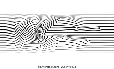 Abstract flow lines background . Fluid wavy shape .Striped linear pattern . Music sound wave . Geometric lines .Vector illustration