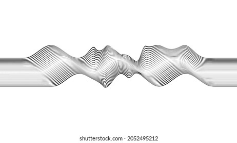 Abstract flow lines background . Fluid wavy shape .Striped linear pattern . Music sound wave . Geometric lines .Vector illustration