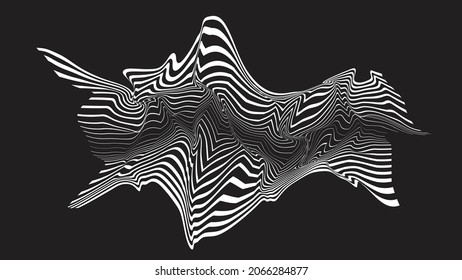 Abstract flow lines background . Fluid wavy shape .Striped linear pattern . Music sound wave . Vector illustration