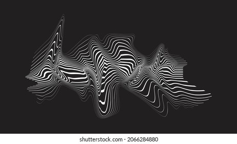 Abstract flow lines background . Fluid wavy shape .Striped linear pattern . Music sound wave . Vector illustration