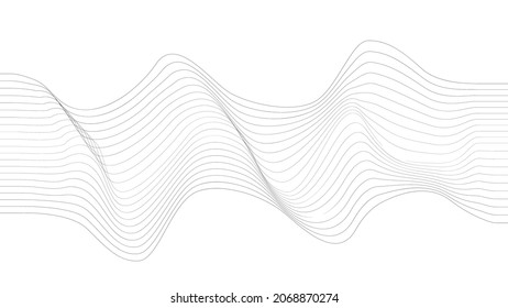 Abstract flow lines background . Fluid wavy shape .Striped linear pattern . Music sound wave . Vector illustration