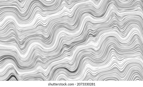 Abstract flow lines background . Fluid wavy shape .Striped linear pattern . Music sound wave . Vector illustration