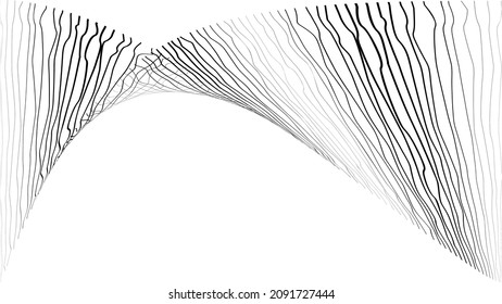 Abstract flow lines background . Fluid wavy shape .Striped linear pattern . Music sound wave . Vector illustration