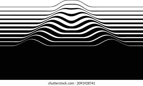 Abstract flow lines background . Fluid wavy shape .Striped linear pattern . Music sound wave . Vector illustration