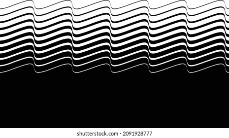 Abstract flow lines background . Fluid wavy shape .Striped linear pattern . Music sound wave . Vector illustration