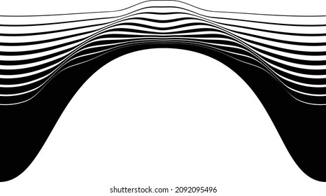 Abstract flow lines background . Fluid wavy shape .Striped linear pattern . Music sound wave . Vector illustration