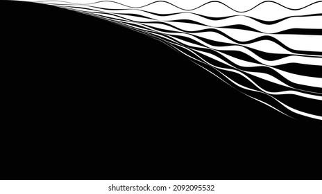 Abstract flow lines background . Fluid wavy shape .Striped linear pattern . Music sound wave . Vector illustration