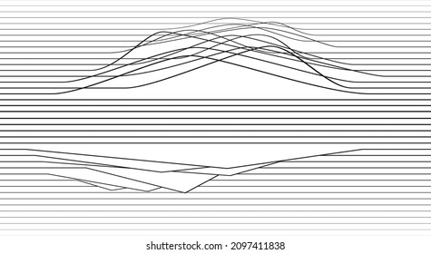 Abstract flow lines background . Fluid wavy shape .Striped linear pattern . Music sound wave . Vector illustration