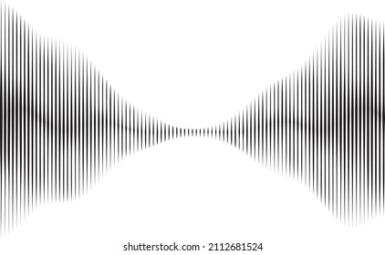 Abstract flow lines background . Fluid wavy shape .Striped linear pattern . Music sound wave . Vector illustration