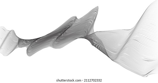 Abstract flow lines background . Fluid wavy shape .Striped linear pattern . Music sound wave . Vector illustration