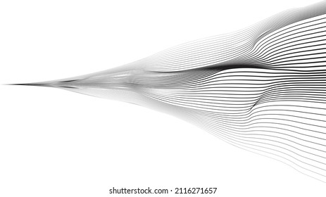 Abstract flow lines background . Fluid wavy shape .Striped linear pattern . Music sound wave . Vector illustration