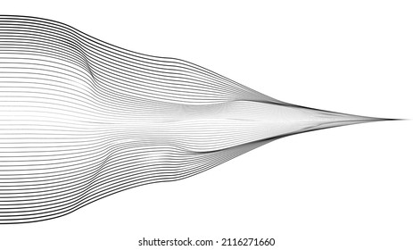 Abstract flow lines background . Fluid wavy shape .Striped linear pattern . Music sound wave . Vector illustration