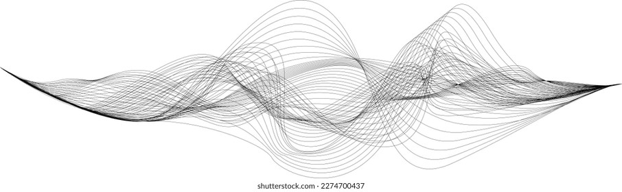 Abstract flow lines background . Fluid wavy shape .Striped linear pattern . Music sound wave . Vector illustration
