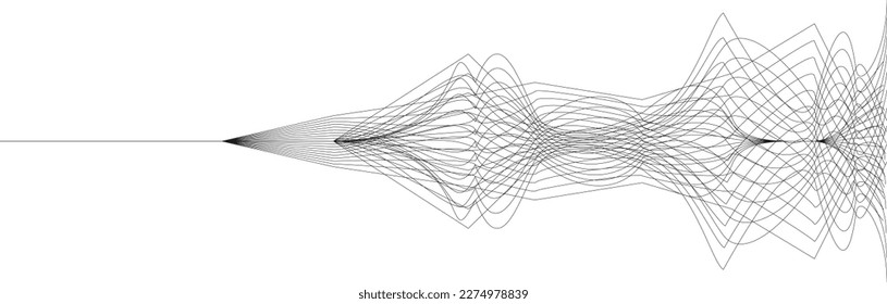 Abstract flow lines background . Fluid wavy shape .Striped linear pattern . Music sound wave . Vector illustration