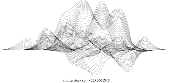 Abstract flow lines background . Fluid wavy shape .Striped linear pattern . Music sound wave . Vector illustration