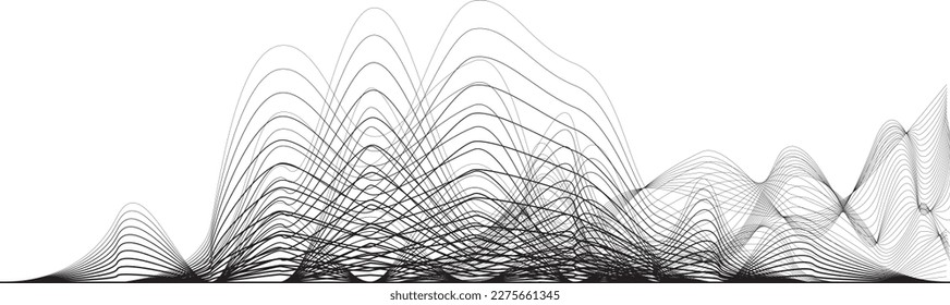 Abstract flow lines background . Fluid wavy shape .Striped linear pattern . Music sound wave . Vector illustration