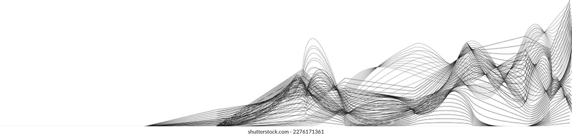 Abstract flow lines background . Fluid wavy shape .Striped linear pattern . Music sound wave . Vector illustration