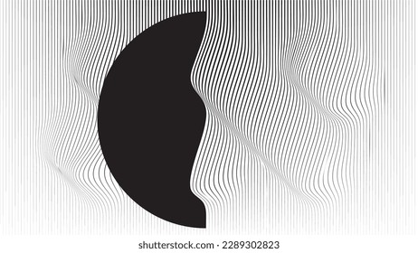Abstract flow lines background . Fluid wavy shape .Striped linear pattern . Music sound wave . Vector illustration