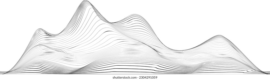 Abstract flow lines background . Fluid wavy shape .Striped linear pattern . Music sound wave . Vector illustration