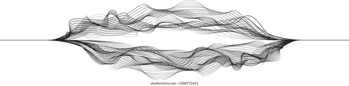 Abstract flow lines background . Fluid wavy shape .Striped linear pattern . Music sound wave . Vector illustration