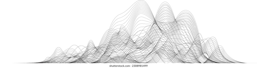 Abstract flow lines background . Fluid wavy shape .Striped linear pattern . Music sound wave . Vector illustration