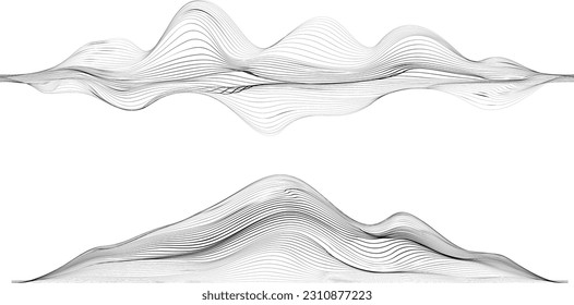 Abstract flow lines background . Fluid wavy shape .Striped linear pattern . Music sound wave . Vector illustration