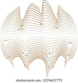 Abstract flow lines background . Fluid wavy shape . Glitched circle design . Striped linear pattern . Music sound wave . Vector illustration